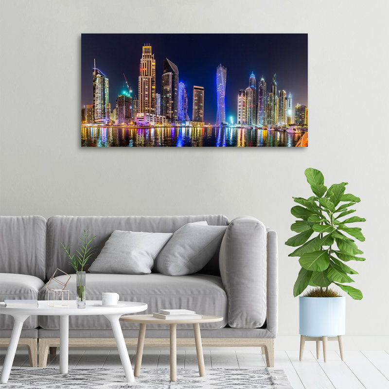 Dubai At Night - Wrapped Canvas Print