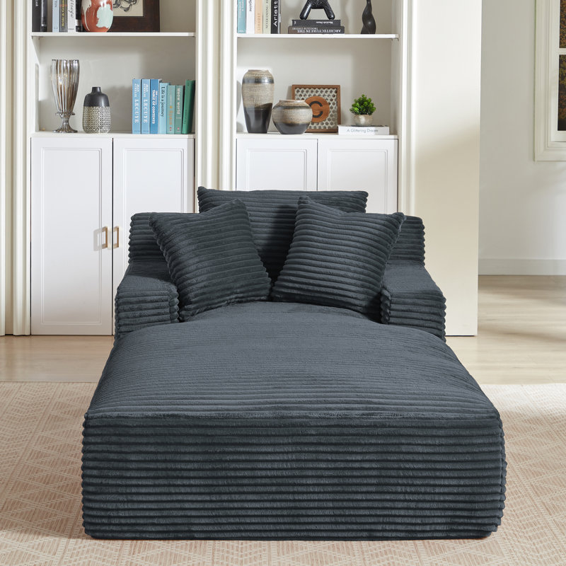 Très grande chaise longue d'intérieur, canapé rembourré en velours côtelé moderne, aucun assemblage requis, canapé-lit confortable pour le salon, le bureau