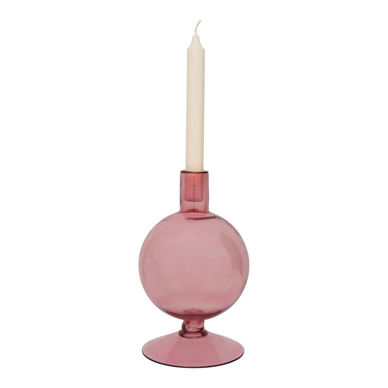 Bougeoir de table en verre 9,84 po Geri, Rose