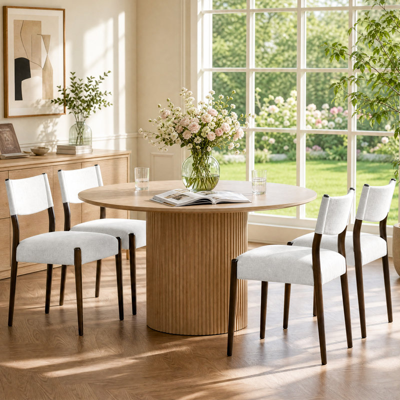 Ensemble de 4 chaises de salle à manger rembourrées sans accoudoirs, BEIGE