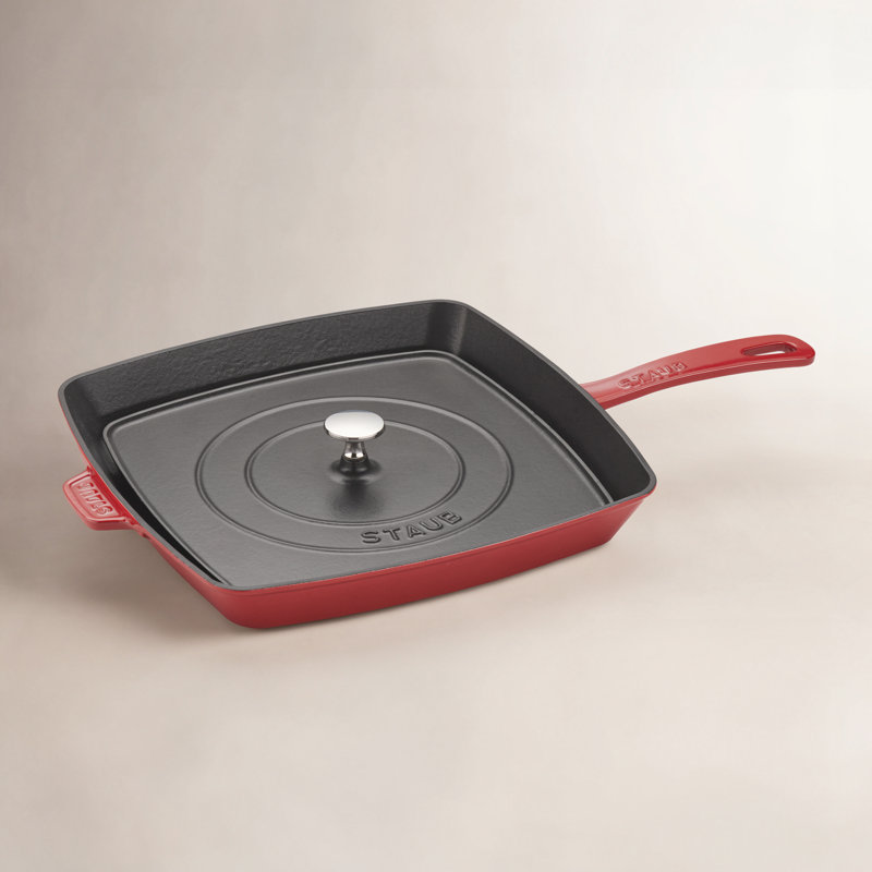 Staub Cast Iron Square Grill Pan, Cherry
