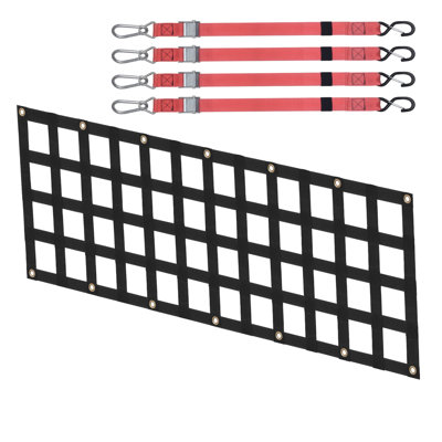 Tailgate Net, 54 in x 18 in, Heavy Duty Cargo Net for Truck Bed with 4 Adjustable Telescopic Straps, Extendable & Durable, Flexible Adjustment, Suitable for Pickup, Trailer, Truck, Jeep, SUV