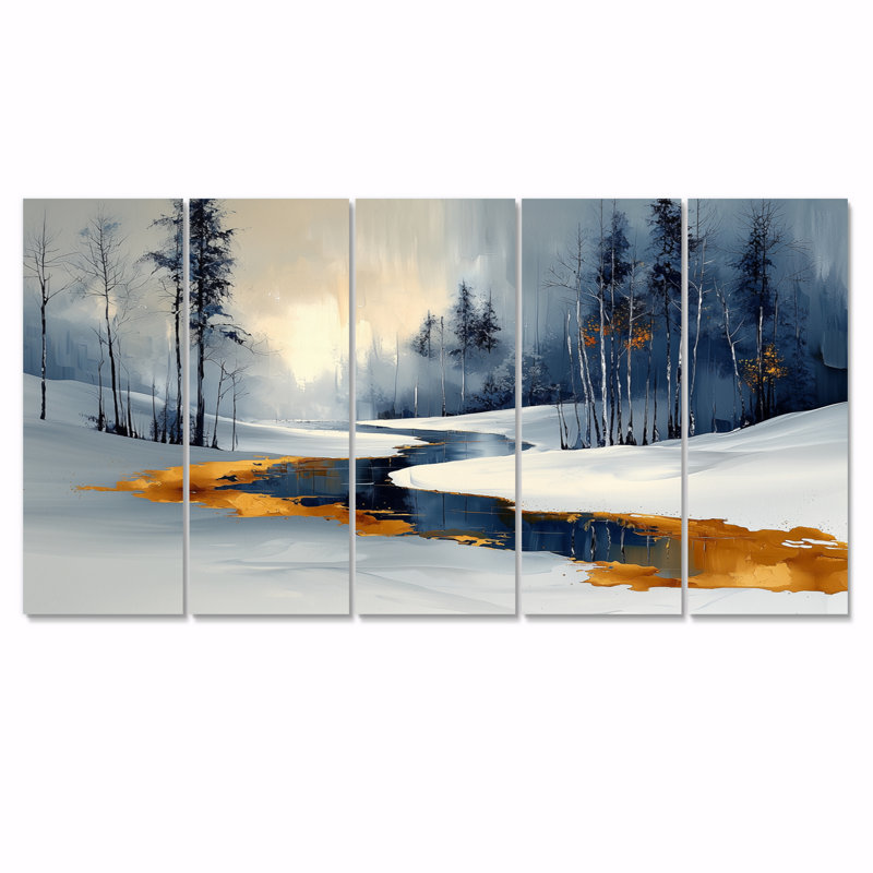 «Gold Frosted Morning II», ensemble d'art sur toile de Noël, H 32 po x l 80 po