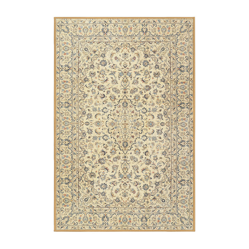 Tapis beige/bleu/brun traditionnel Abrar, Rectangle 4 pi x 6 pi