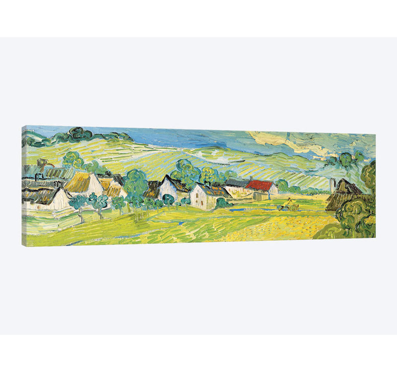 «Vue Ensoleille Près D'Auvers» par Vincent van Gogh, impression sur toile, H 16 po x l 48 po x P 1,5 po, Toile tendue