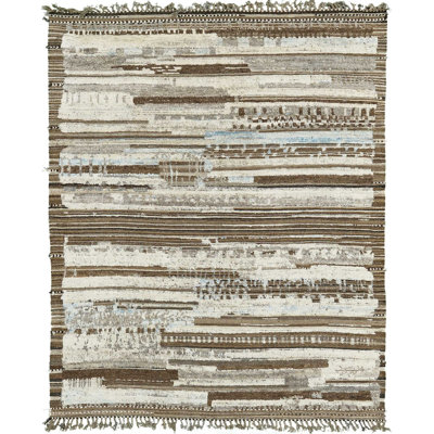 Tapis brun et bleu moderne délavé