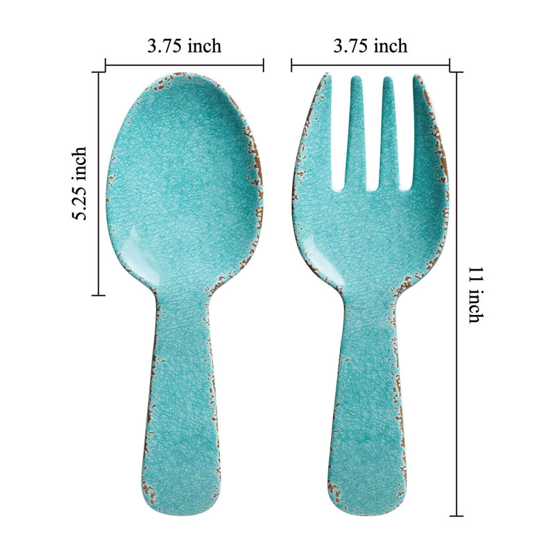 Feliciana  Melamine Salad Servers, Turquoise