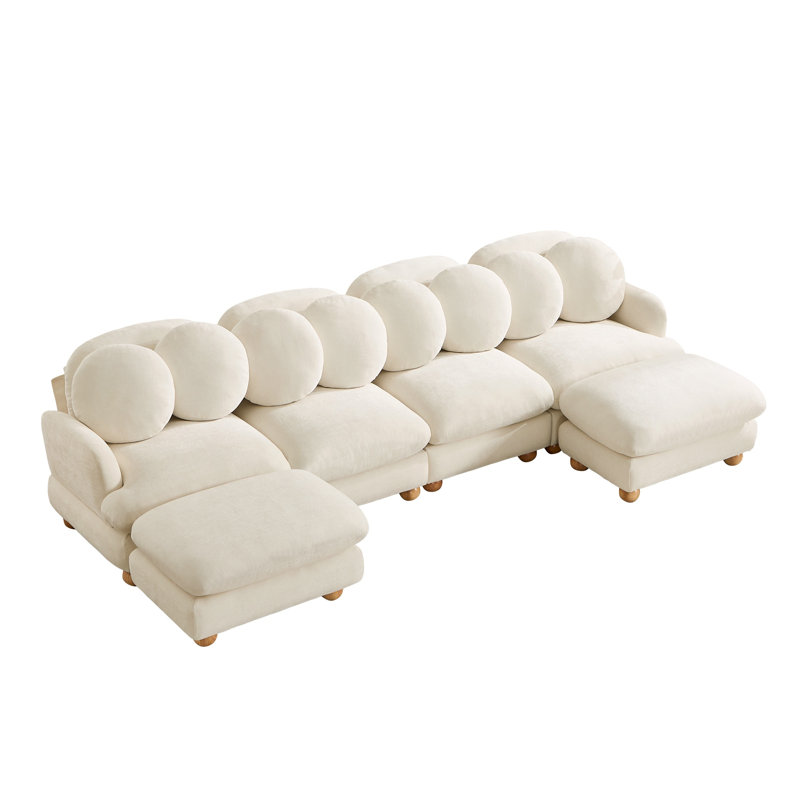 Large Modular Sectional Sofa, Beige Chenille