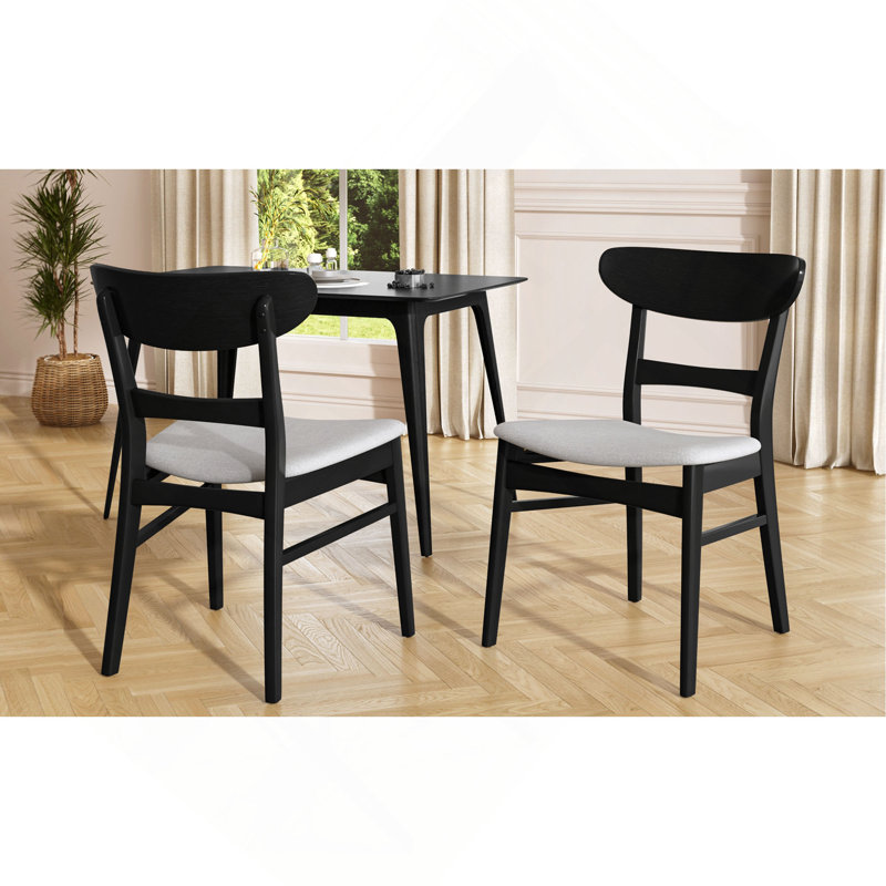 Chaise de salle à manger (ensemble de 2), Gris clair, Noir