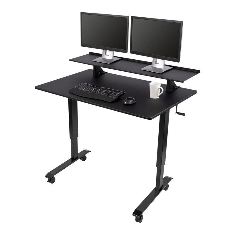 LaCure Adjustable Metal Base Standing Desk, 32" H x 47.25" W x 29.5" D