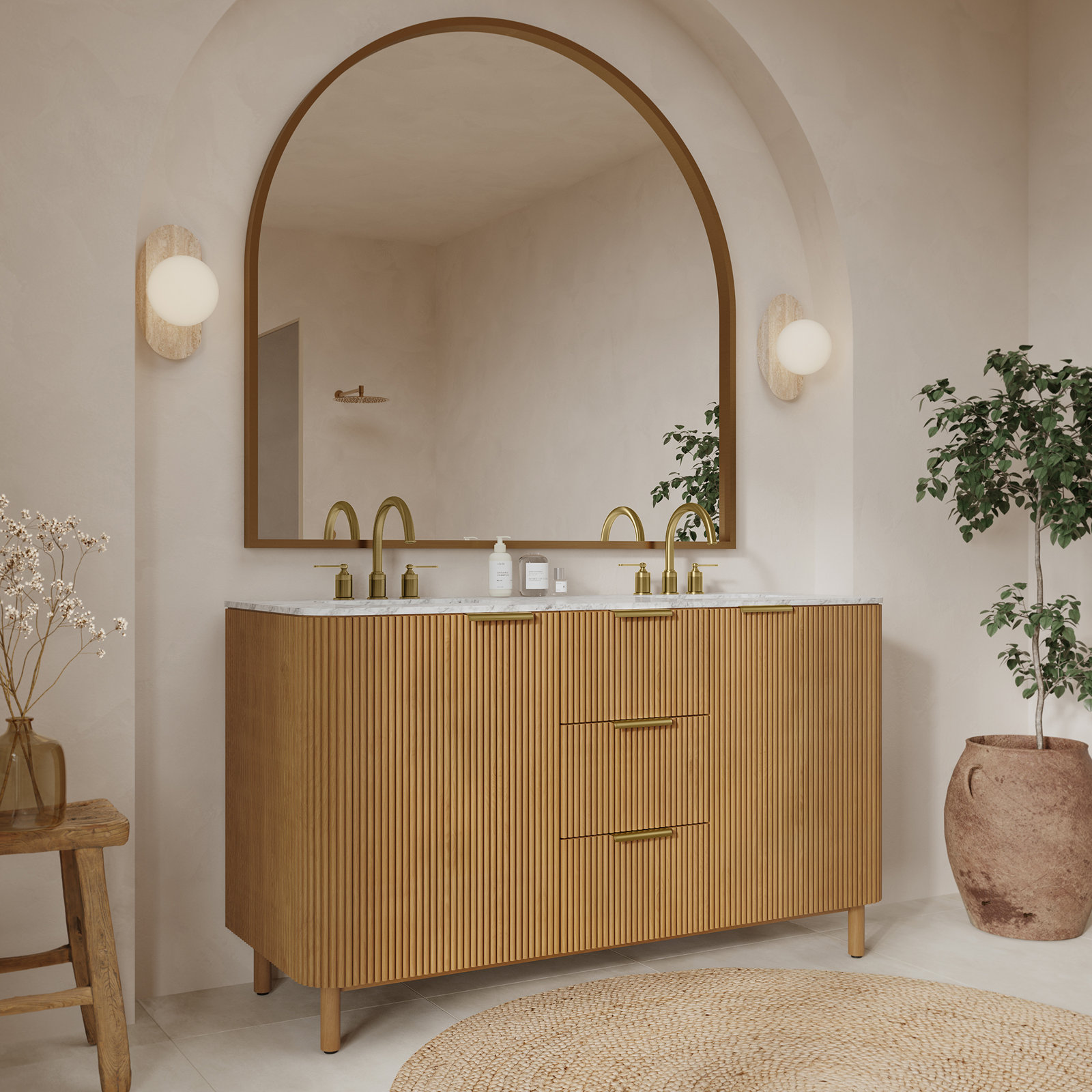 Nova 66" Carrara Marble Double Bathroom Vanity