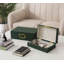 Boîtes décoratives en similicuir avec couvercles pour la décoration intérieure, ensemble de 2 boîtes à charnières empilables pour table basse et tablettes de salon, support de télécommande emboîtable, vert forêt