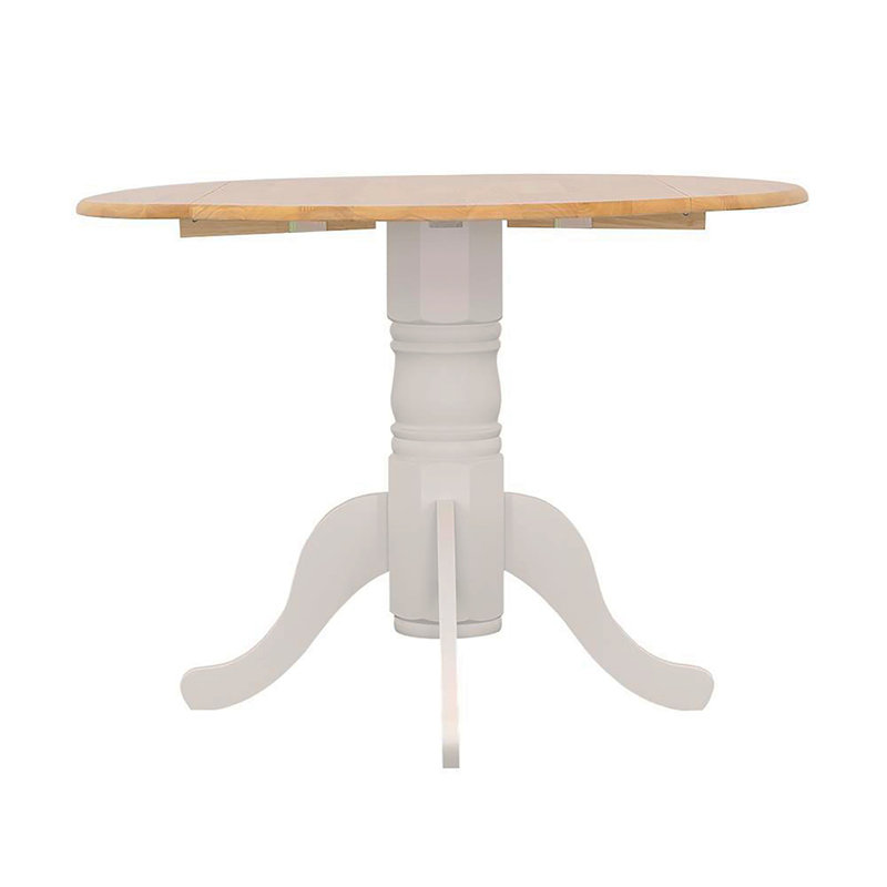 Table de salle à manger ronde naturelle brun et blanc avec abattant