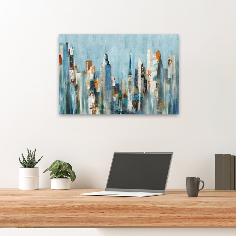 Channel I, art abstrait moderne bleu, peinture, H 24 po x l 16 po