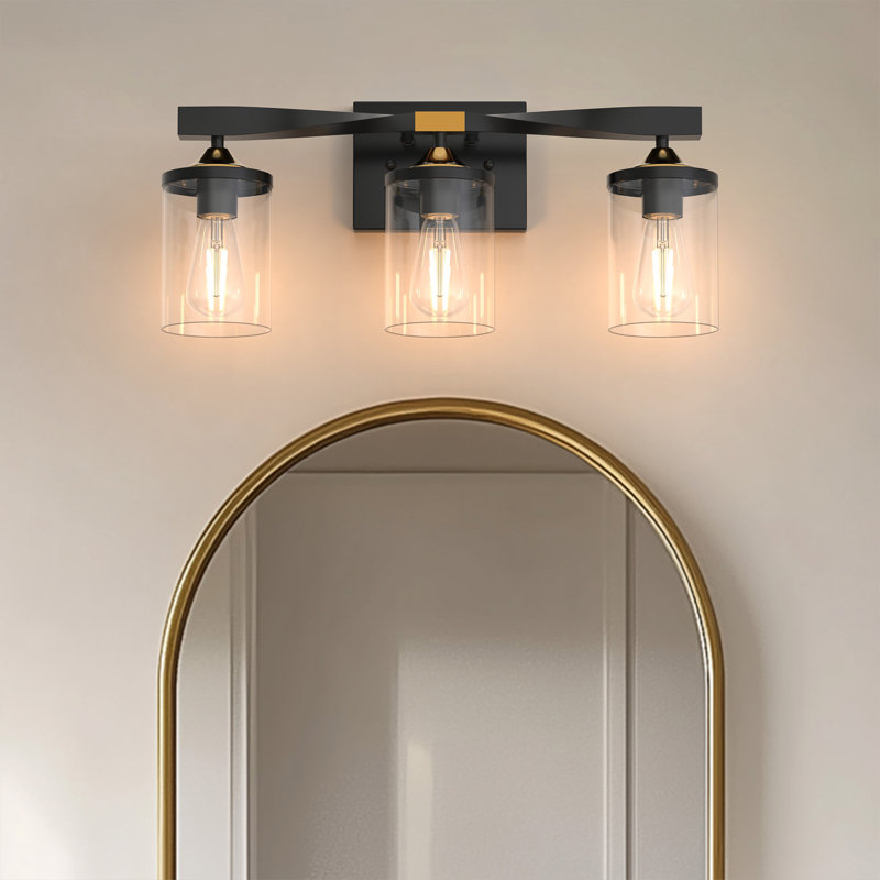 Éclairage pour meuble-lavabo à abat-jour en verre avec ampoules, H 8,80 po x l 19,70 po x P 5,90 po, 3