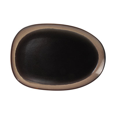 CAC China Venus - Plateau en forme d'œuf noir minuit / beige désert 12 1/4 po