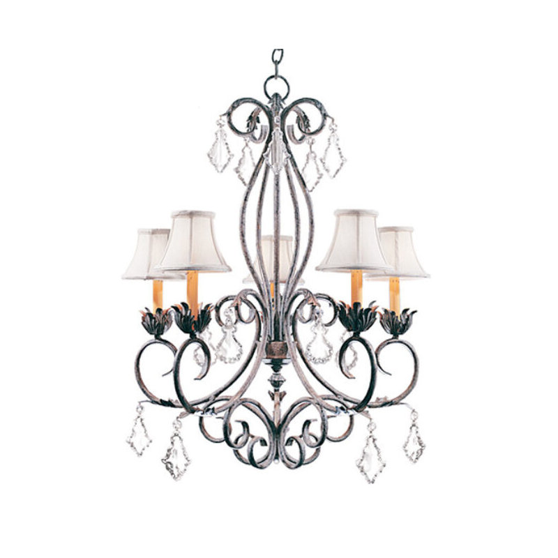 Felicia 5 - Light Chandelier, Aged Celadon Parchment, Golden Verde Premium