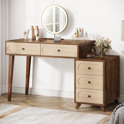 Deovian 5-Drawer Two-Tone Makeup Vanity