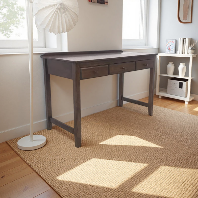 Solid wood simple three-drawer desk, Tan