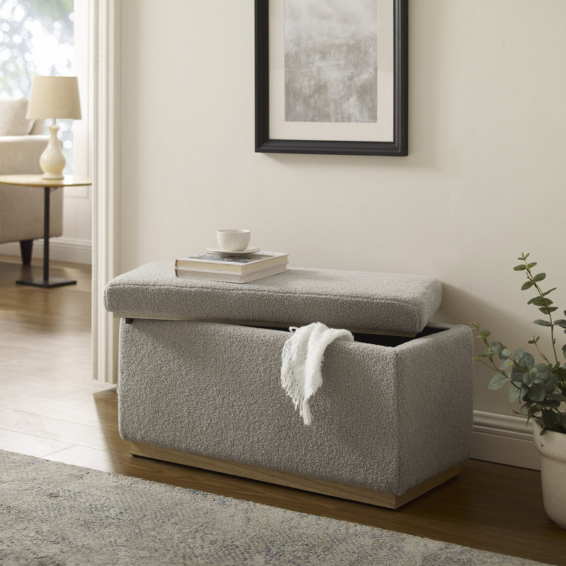 Atreju Upholstered Ottoman, Natural, Gray 100% Polyester