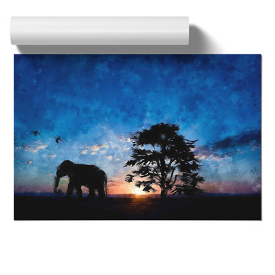 Elephant At Sunset - No Frame Painting