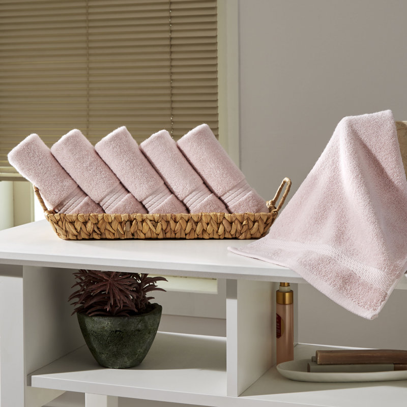 Ensemble de serviettes de bain 6 pièces 13 x 13 Ozdilek, Mauve-rose, Gant de toilette - paquet de 6