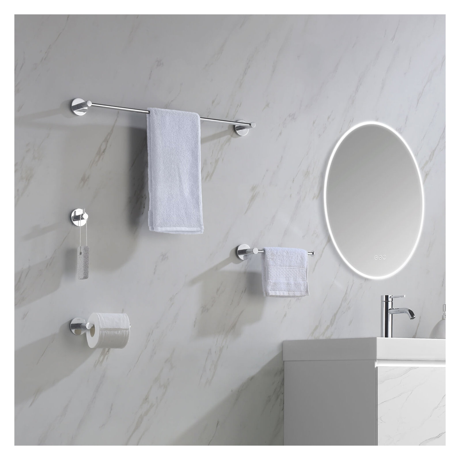4 - Piece Bathroom Hardware Set, Chrome