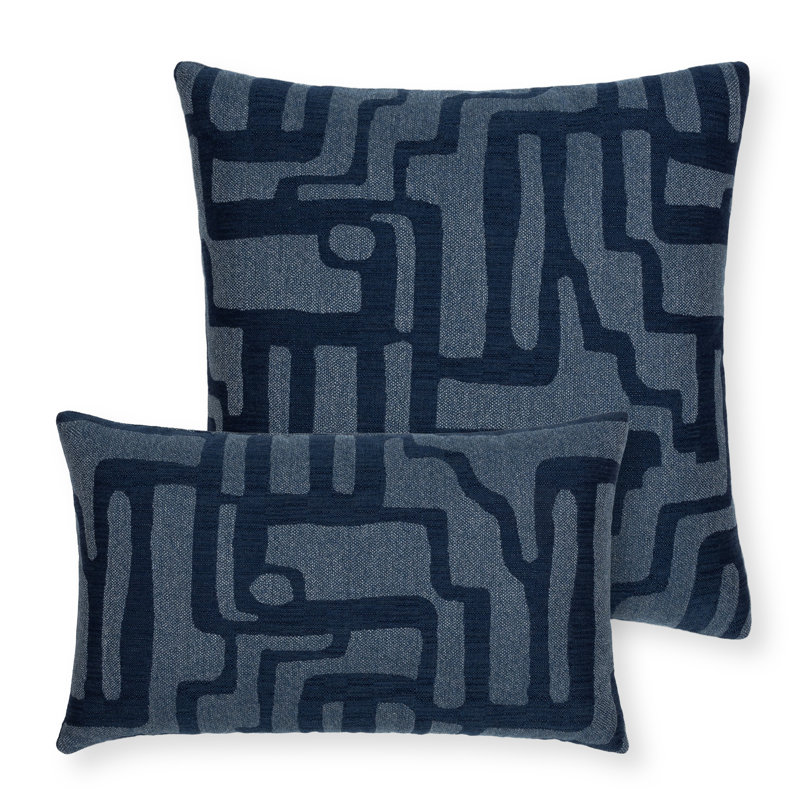 Noble Lumbar Indoor/Outdoor Pillow Cover & Insert, Indigo