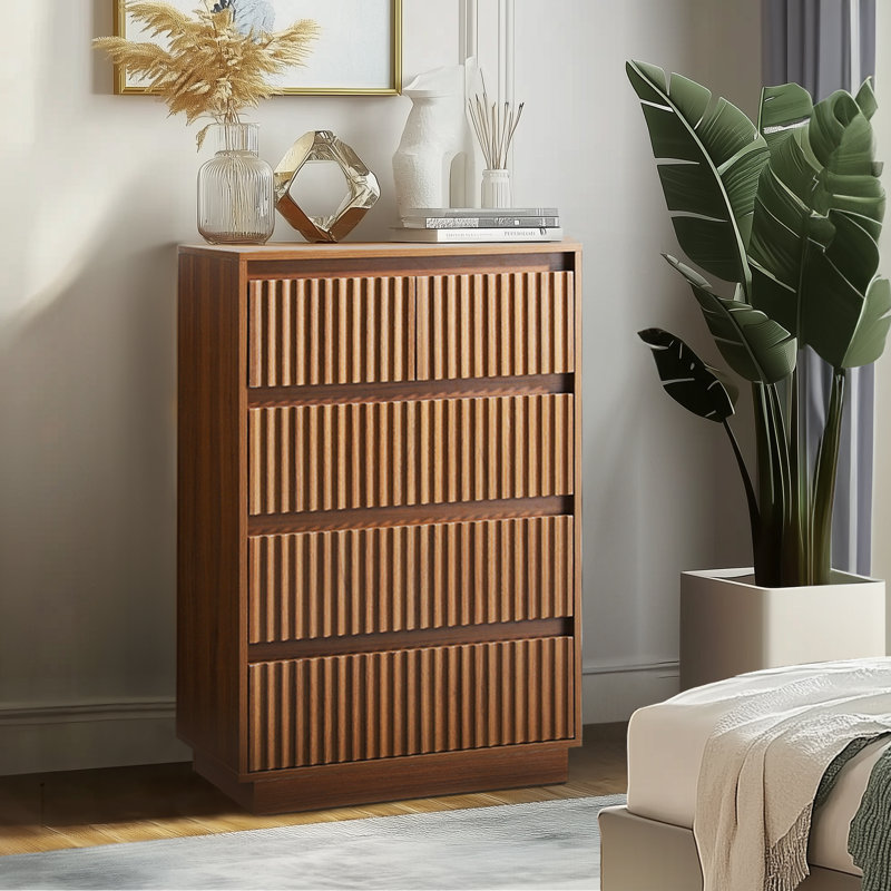 27.5" W Manufactured Wood 5-Drawer Vertical Chest, Brown