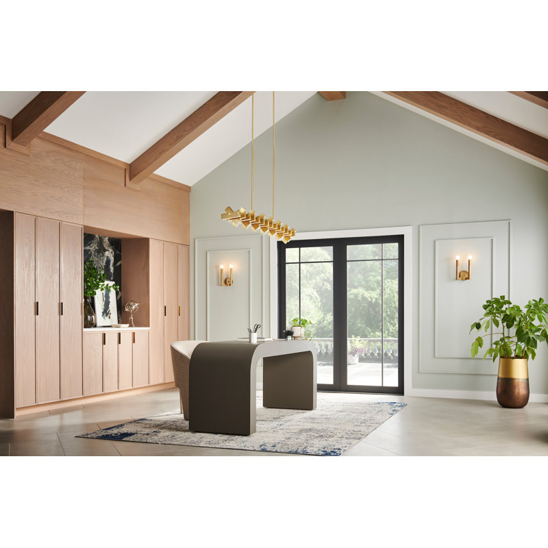 Stitch Steel Dimmable LED Chandelier, Lacquered Brass