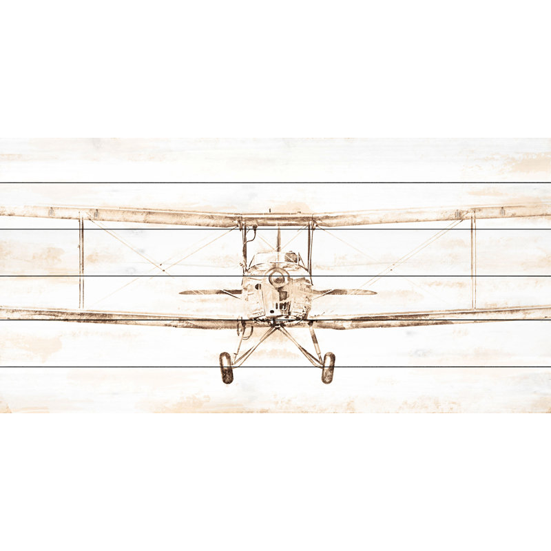«Bi-Plane», reproduction d'art sur bois blanc, H 30 po x l 60 po x P 1,5 po