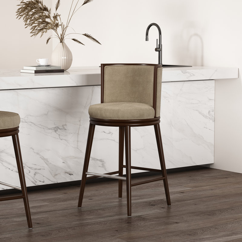 Tabouret de bar rembourré Evalyn, Naturel, Tabouret de bar (siège d'une hauteur de 29,3 po)