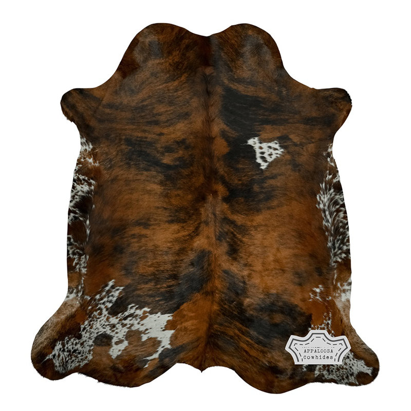 Handcrafted Medium Pile Black and Brown Cowhide Rug 5' x 7'