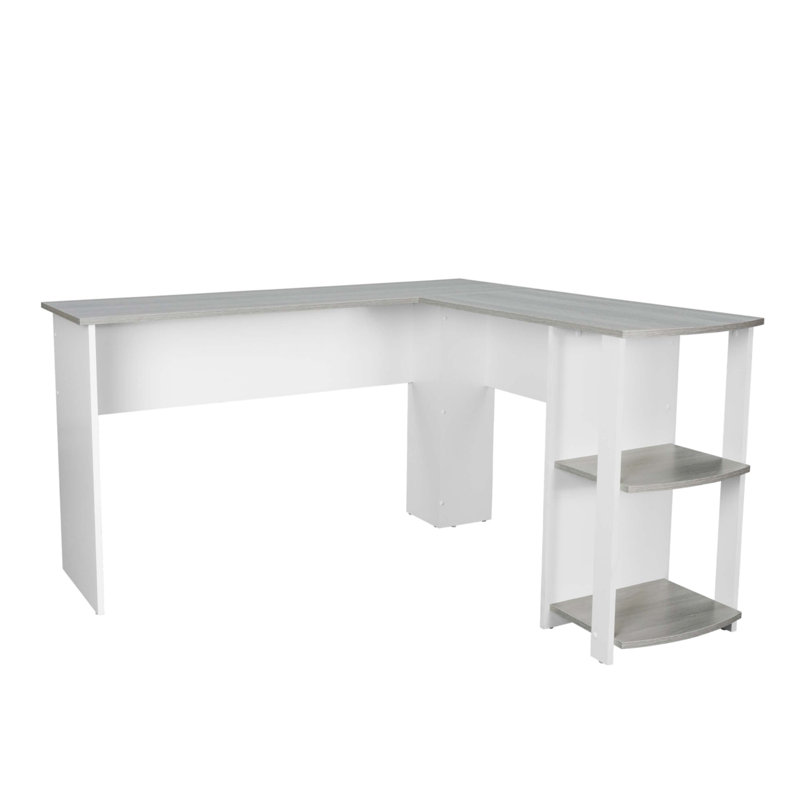 Bureau moderne en L avec tablettes latérales