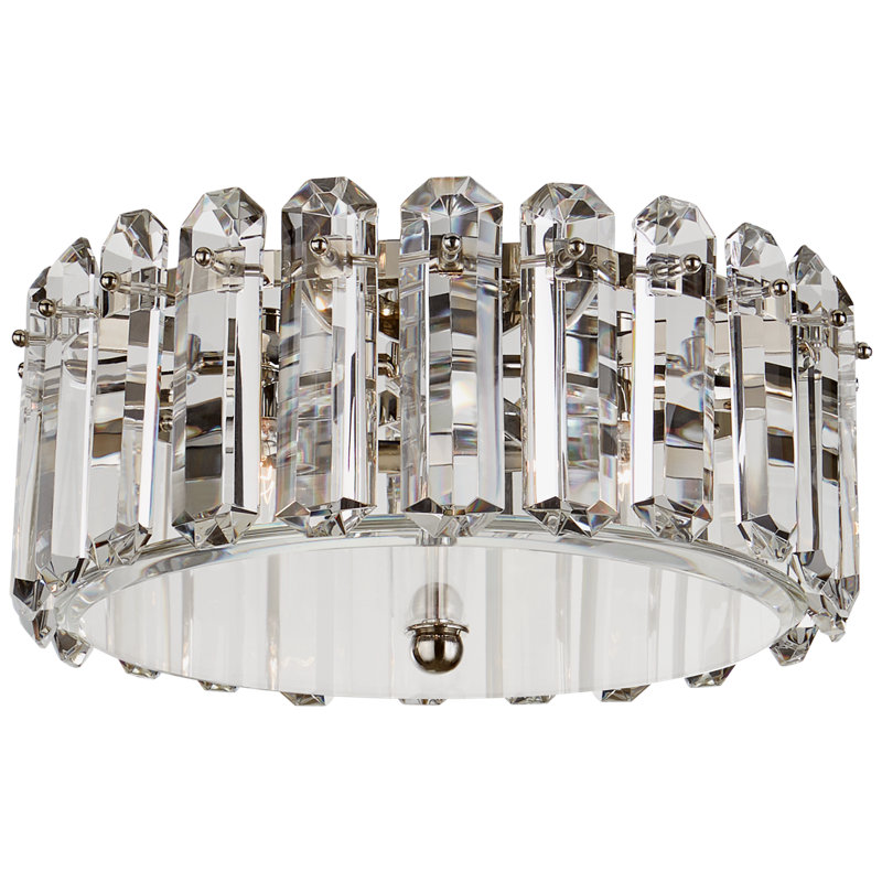 AERIN Bonnington Small Flush Mount, Polished Nickel, 8.5" H x 18" W x 18" D