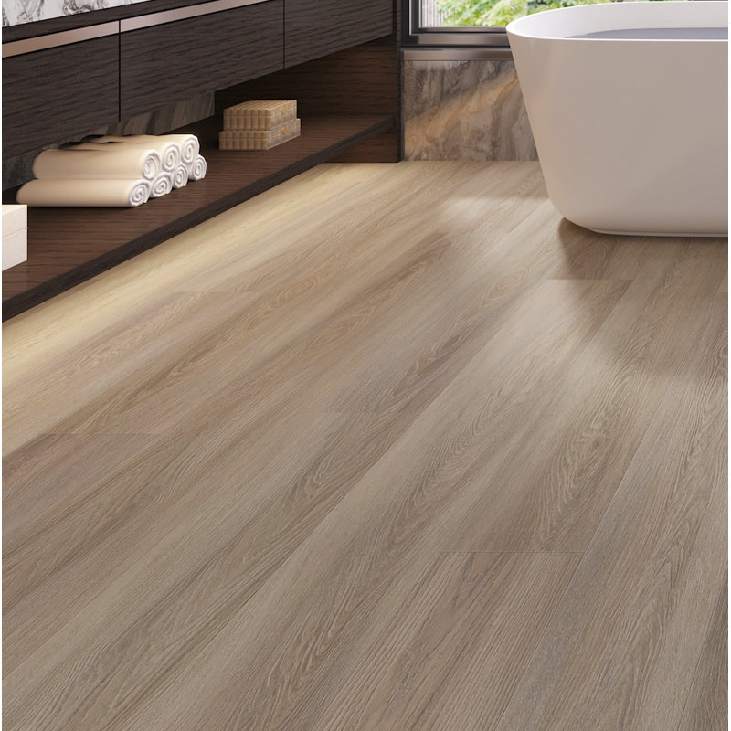 7" x 60" x 9.5mm Oak Click Lock WPC Luxury Vinyl Plank, Metallic Taupe