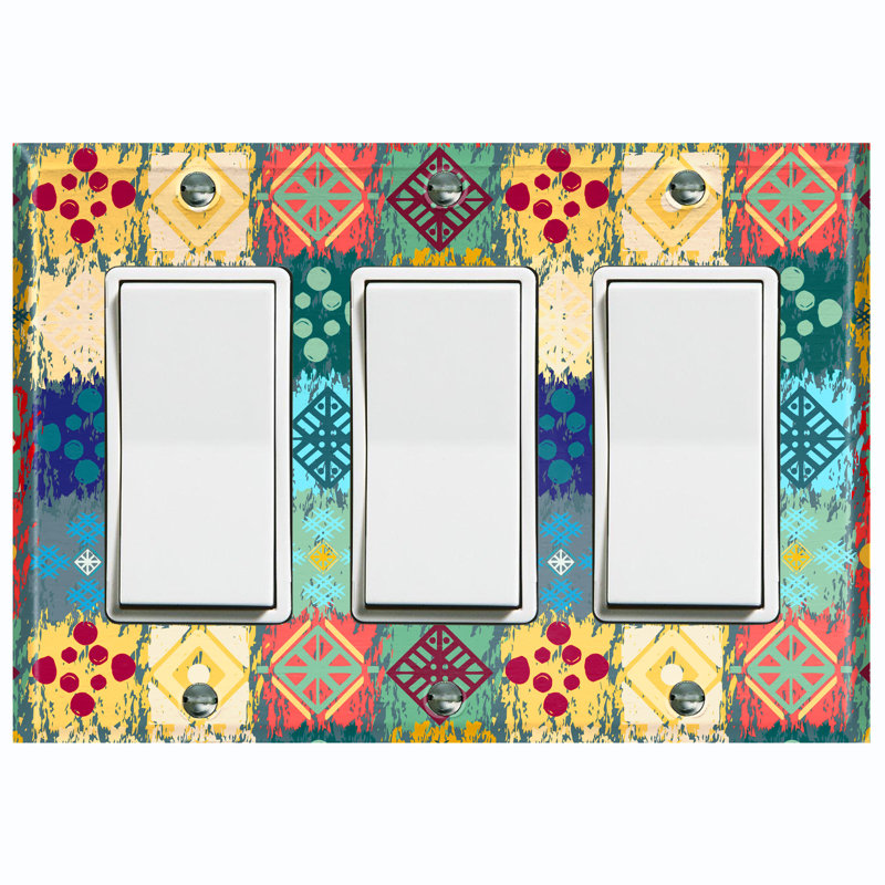 Patterned 3 - Gang Rocker Standard Wall Plate