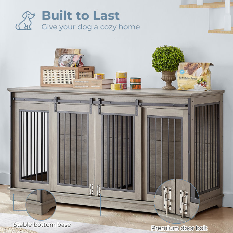 Demee Furniture Style Crate with 2 Doors, Gray