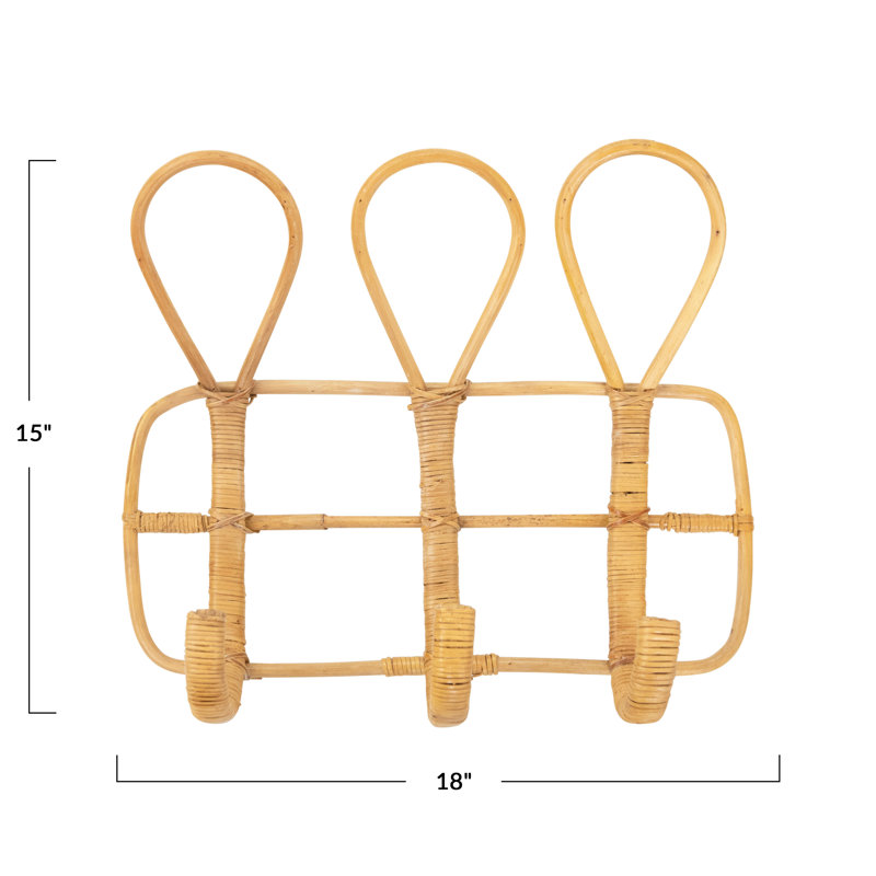 Rattan Wall Hook with 3 Hooks