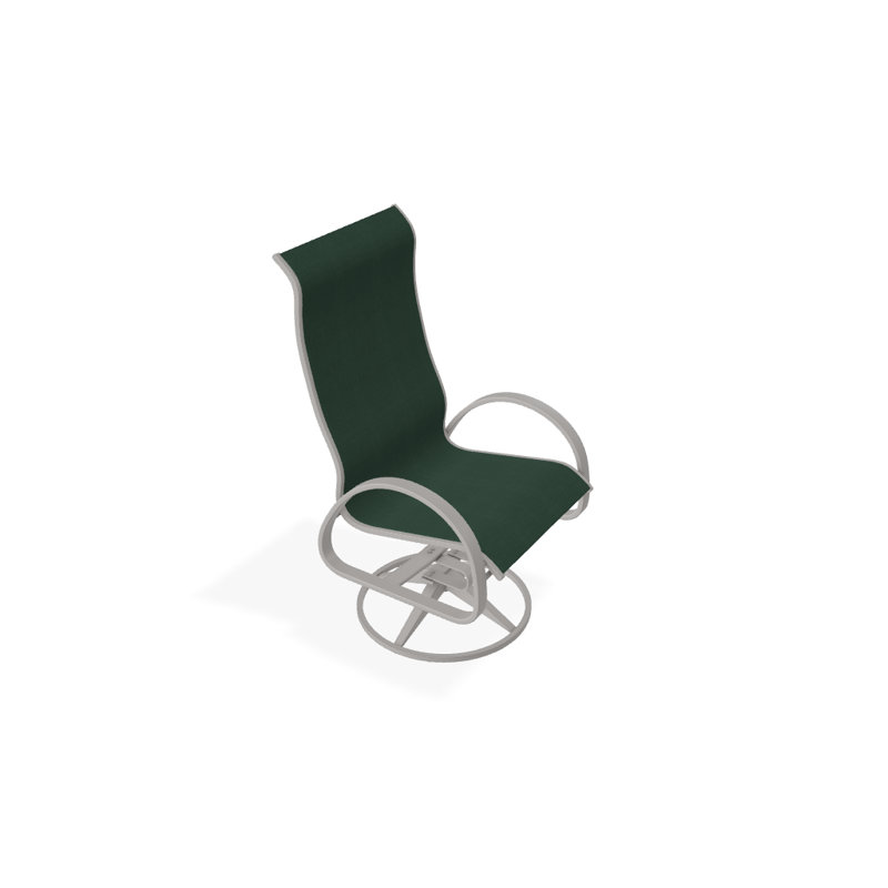 Fauteuil de patio pivotant Hiraku, Vert forêt 22D Sunbrella® vert, Gris chaleureux texturé
