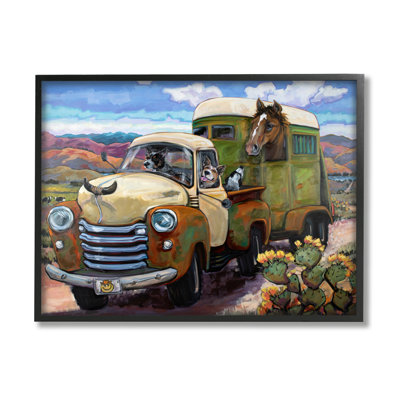 " Dogs Driving Vintage Rustic Truck With Horse Trolley " by CR Townsend