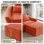 Canapé modulaire surdimensionné en chenille à compression, canapé modulaire convertible multi-blocs avec repose-pieds gratuit, canapé-lit amovible, options de couleur ivoire et orange pour les petites maisons et les salons