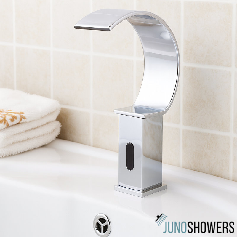 Robinet pour salle de bain à large cascade sans contact noir antique - élégance activée par capteur par Juno