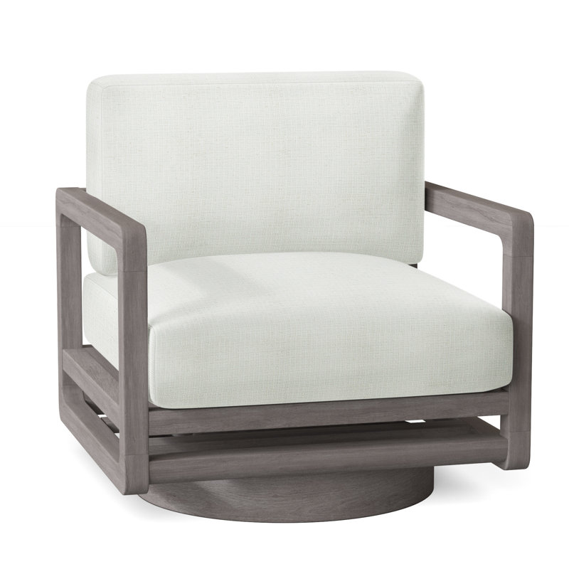 Tanah Teak Swivel Patio Chair with Cushions, Cream Linen 6025-002