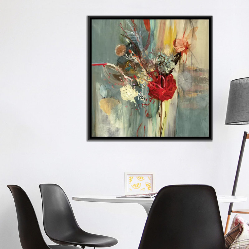 «Floral Life», reproduction sur toile, H 18 po x l 18 po x P 1,5 po, Pas de tapis, Toile avec cadre noir