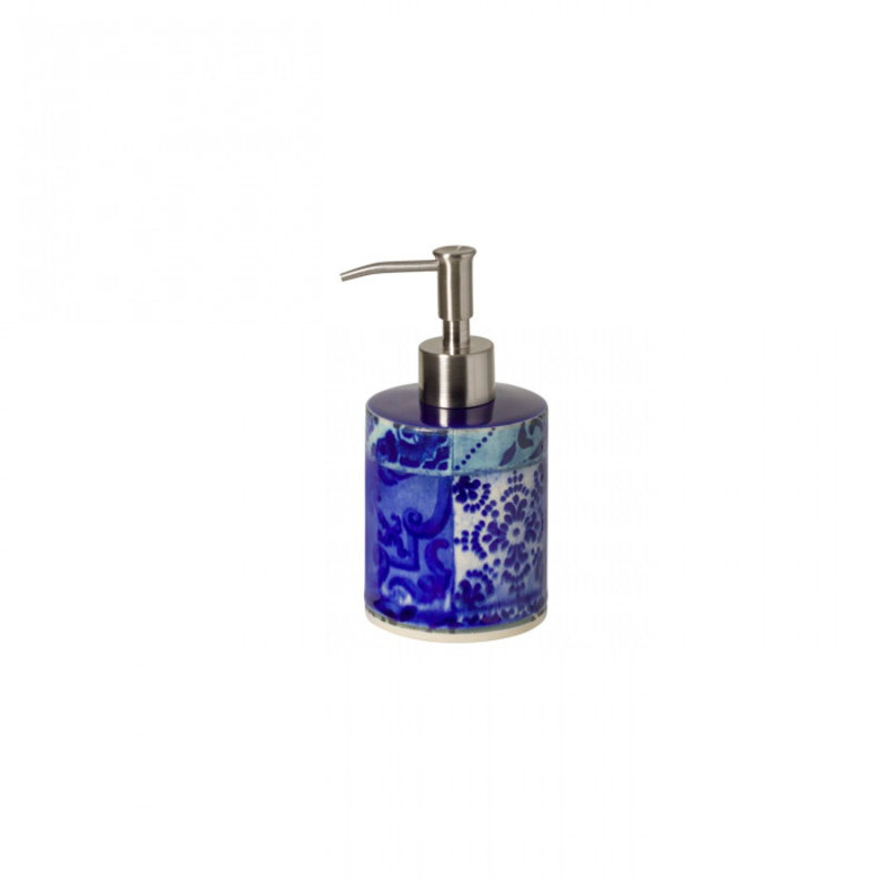 Costa Nova Blue Ceramic Soap and Lotion Dispenser with Stainless Steel Pump