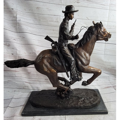«Trooper of the Plains» Frederic Remington, sculpture d'art occidental en bronze 22 po x 21 po