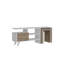 Meuble télé moderne avec design mural, finition blanche et noyer, 47,2 po x 19,3 po x 11,6 po | Panneau de particules 100% mélaminé, nombreuses tablettes | Comprend 3 tables basses (15,6 x 17,9 x 11,6 po, 13,4 x 16,9 x 11,6 po, 11,1 x 15,7 x 11,6 po)