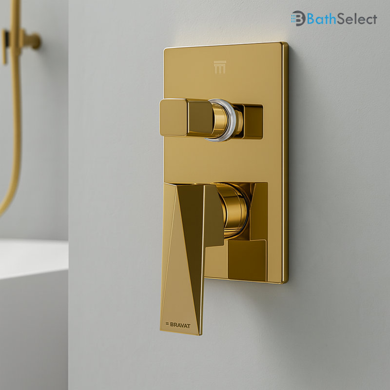 Robinet mélangeur de douche thermostatique mural à deux poignées à finition chrome Bravat - Conception moderne avec contrôle précis de la température