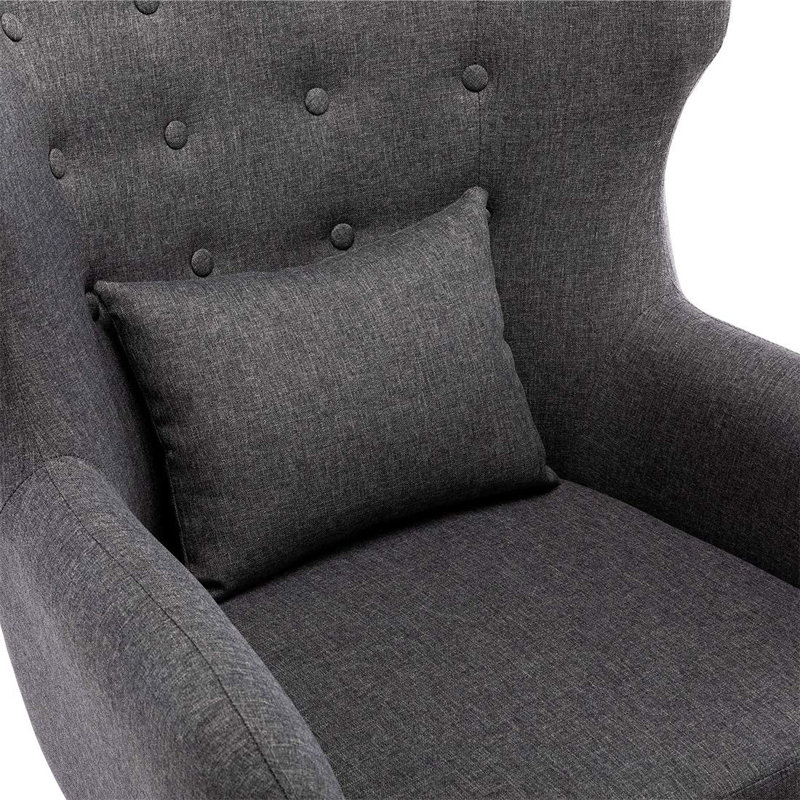 Glennon Upholstered Wingback Chair, Grey with Footstool